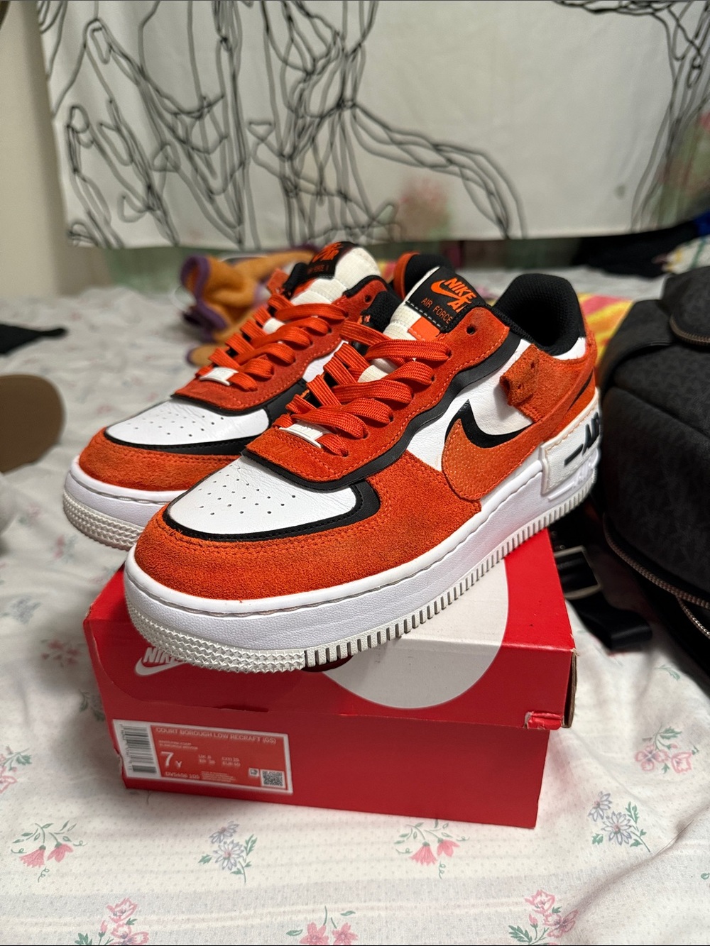 Nike Men’s Orange, White and Black Low-Top Sneakers